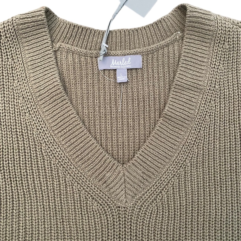 Marled NEW Burnt Olive Sleeveless Sweater Vest Large - Picture 3 of 8